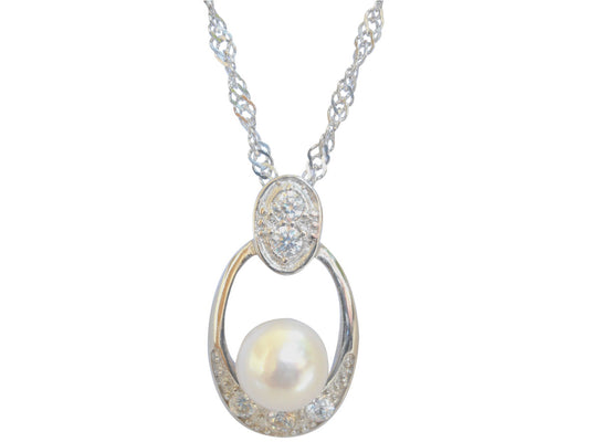 Akoya Pearl Oval Pendant On Sterling Silver