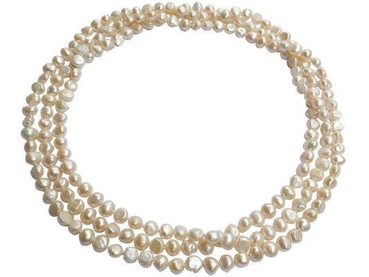 Extra Long Semi Baroque Freshwater Pearl Necklace