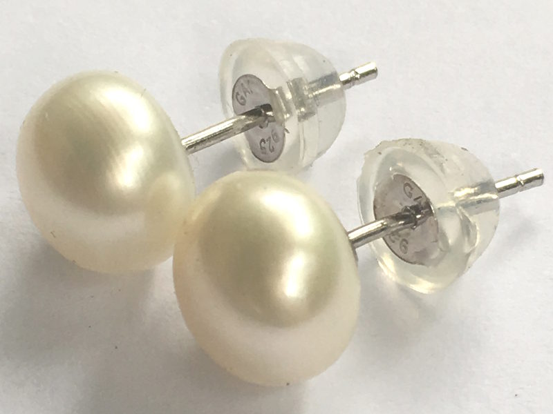 Freshwater Pearl Stud Earrings On Sterling Silver
