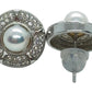 Japanese Akoya Pearl Stud Earrings Ornate Style Base On Sterling Silver With Cubic Zirconia Front And Back View