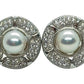Japanese Akoya Pearl Stud Earrings Ornate Style Base On Sterling Silver With Cubic Zirconia Main View