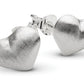 Sterling Silver Brushed Heart Stud Earrings 9mm