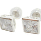 Sterling Silver CZ Square Bezel Stud Earrings 6mm