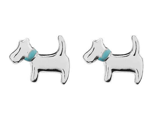 Sterling Silver Dog Stud Earrings 8mm